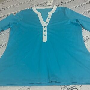 NWT Poplin Combo Henley Tunic ELI. Sz XS.